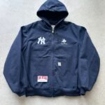Vintage Yankees Carhartt Style Navy Hooded Jacket - XL