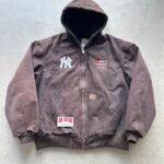 Vintage Yankees Carhartt Style Brown Hooded Jacket - XL