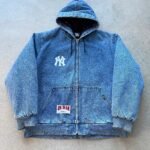 Vintage Yankee Carhartt Style Denim Hooded Jacket - XL