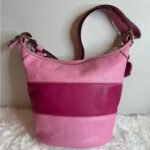 COACH Rugby Stripe Pink Leather Duffle Crossbody Shoulder Bag F13357 - Image 14