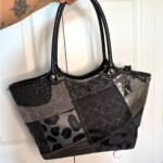 y2k Coach Patchwork Tote Shoulder Handbag Purse Grey Silver Black 12899 - Image 2