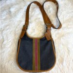 y2k COACH Vintage Denim Suede Striped Crossbody  Shoulder Bag - Image 4