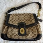 y2k COACH Black Brown Khaki Signature Legacy Flip Turnlock - Image 14