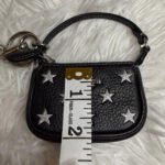 Coach Nolita Star Print Bag Charm – Black Pebble Leather Keychain - Image 7