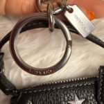 Coach Nolita Star Print Bag Charm – Black Pebble Leather Keychain - Image 5