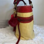 Vintage COACH y2k Red Natural Legacy Straw Tote Bag - Image 4