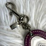 2" y2k COACH Purple Photo Frame Bag Charm Key Fob - Image 3