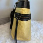 Vintage COACH y2k Black Natural Legacy Straw Tote Bag - Image 3