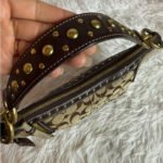 y2k Coach Vintage Brown Stud Gold Hobo Mini Purse Shoulder Bag - Image 6