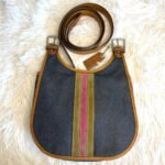 y2k COACH Vintage Denim Suede Striped Crossbody  Shoulder Bag
