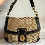 y2k COACH Black Brown Khaki Signature Legacy Flip Turnlock