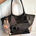 y2k Coach Patchwork Tote Shoulder Handbag Purse Grey Silver Black 12899