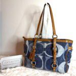 Coach y2k Denim Signature 'C' East West Gallery Tote Bag #F13810