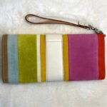 y2k Coach Vintage 2003 SoHo Striped Suede & Leather Wristlet Wallet - Image 2