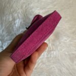 y2k COACH Vintage Pink Suede Turnlock Card Case / Holder Wristlet - Image 6