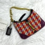 NWT Vintage COACH y2k Rare Hampton Houndstooth Coin Purse Bag Charm - Image 9