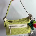 y2k Coach 2006 Vintage F06044 Lime Green Jacquard Shoulder Bag