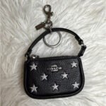Coach Nolita Star Print Bag Charm – Black Pebble Leather Keychain