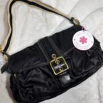 y2k COACH Vintage Buckle Black Sateen Nylon Shoulder Hand bag - Image 11