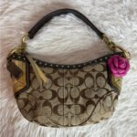y2k Coach Vintage Brown Stud Gold Hobo Mini Purse Shoulder Bag - Image 9