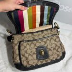 y2k COACH Vintage Black Brown Khaki Signature Legacy Flip Turnlock - Image 6