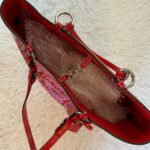 y2k Coach Vintage Red Patent Leather Perfume Print Tote - Image 10