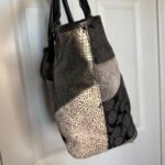 y2k Coach Patchwork Tote Shoulder Handbag Purse Grey Silver Black 12899 - Image 5