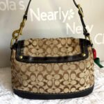 y2k COACH Black Brown Khaki Signature Legacy Flip Turnlock - Image 2
