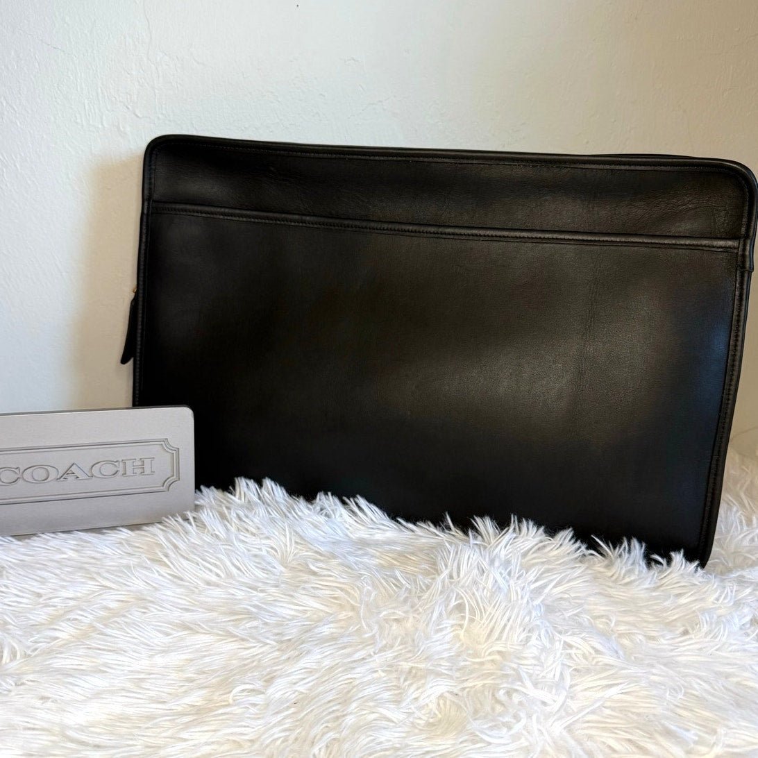 b27bfa87-1c0d-40b6-946d-92cfc153ddd3 Vintage Coach 5225 Black Leather Document Laptop Portfolio Brief Case USA 1995 - Image 1