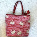 y2k Coach Vintage Red Patent Leather Perfume Print Tote