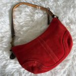 y2k COACH Vintage 4828 Red Suede Hobo Mini Purse Shoulder bag - Image 2