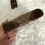 y2k COACH Vintage Brown Suede Kisslock Pouch - Image 3