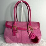 y2k COACH Vintage 2004 Pink Hampton Suede SOHO Flap Satchel
