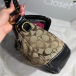 y2k COACH Vintage Black Brown Khaki Signature Legacy Flip Turnlock - Image 9