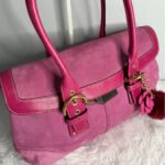 y2k COACH Vintage 2004 Pink Hampton Suede SOHO Flap Satchel - Image 7