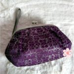 y2k Coach Vintage Signature Optic Lurex Purple Silver Kisslock Frame Wristlet