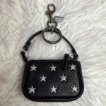 Coach Nolita Star Print Bag Charm – Black Pebble Leather Keychain - Image 2