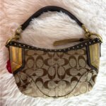 y2k Coach Vintage Brown Stud Gold Hobo Mini Purse Shoulder Bag - Image 2