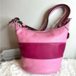 COACH Rugby Stripe Pink Leather Duffle Crossbody Shoulder Bag F13357 - Image 2